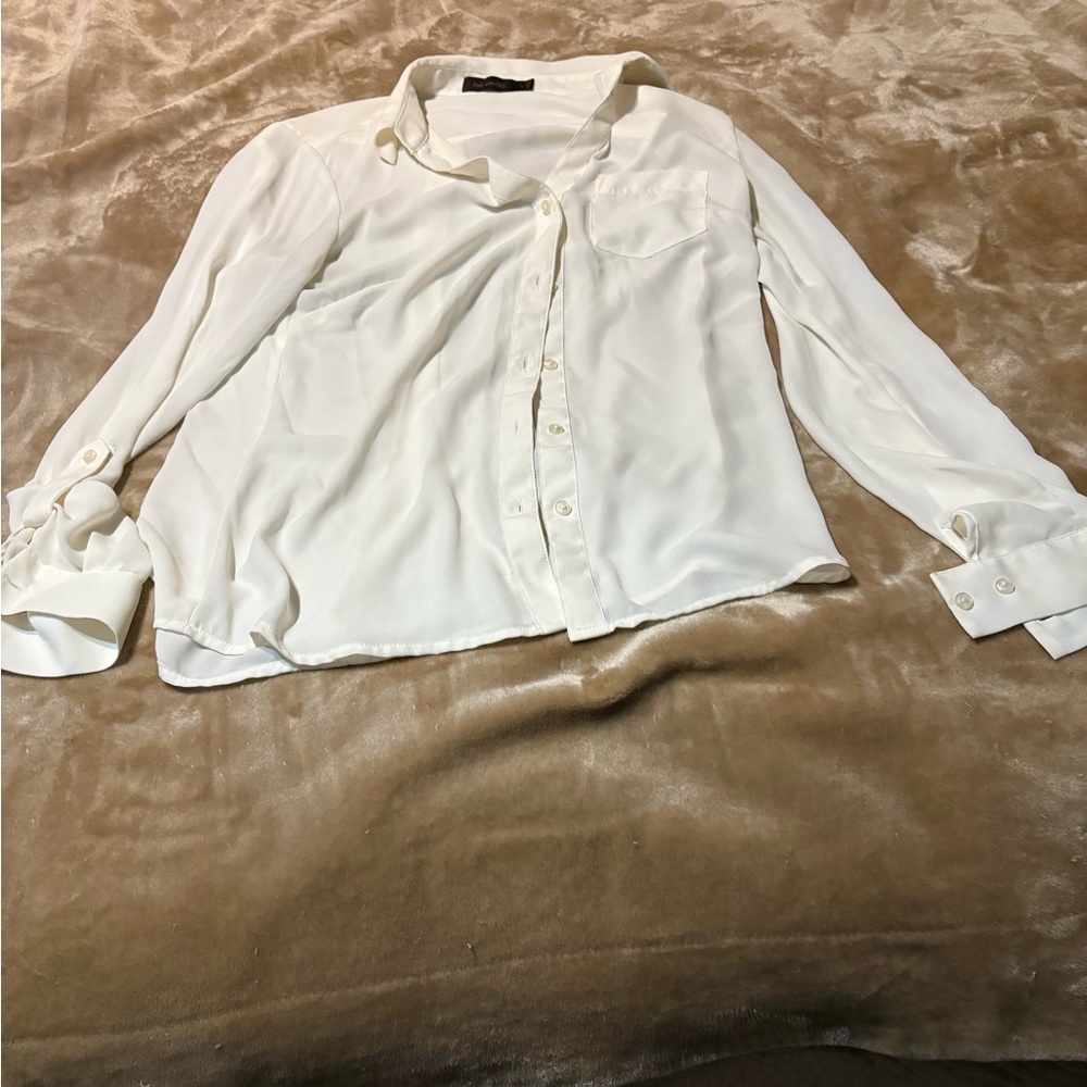 The Limited White Button Down Shirt with Cuffed Sleeves
